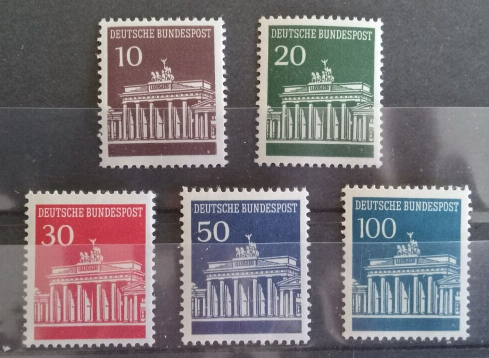 Germany 1966-68 Brandenburg Gate Set MNH Mint Never Hinged 5 Stamps