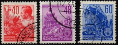 EAST GERMANY GDR 1957 – Used 40/48/60 Pfg Five Year Plan Workers #DR5