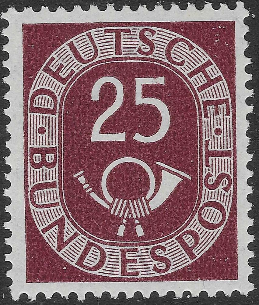 GERMANY 1951. 25pf POSTHORN MNH. ORIGINAL GUM. SG. 1053. (C668)
