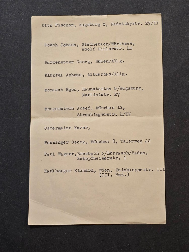 RARE Elite Stormtroopers Roll Call Sheet Names Address Info Sheet WW2 German