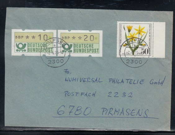 WEST GERMANY Commercial Cover Molfsee to Pirmasens 7-6-1986 cancel