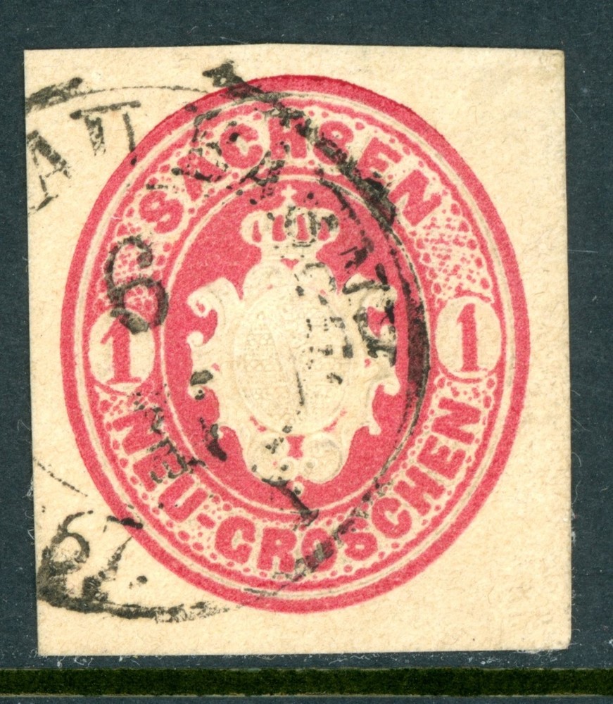 Germany States 1863 Saxony 1sgr Rose Carmine Cut Square VFU K899