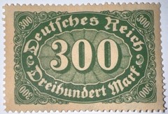 Travelstamps: 1922 Germany Stamps Deutsches Reich 300 Mark Mi. Nr. 249, MNH