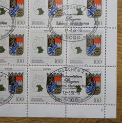Bow Waistband No. 1587 KB Bayern stamp ESST sheet coat of arms of the countries RRR
