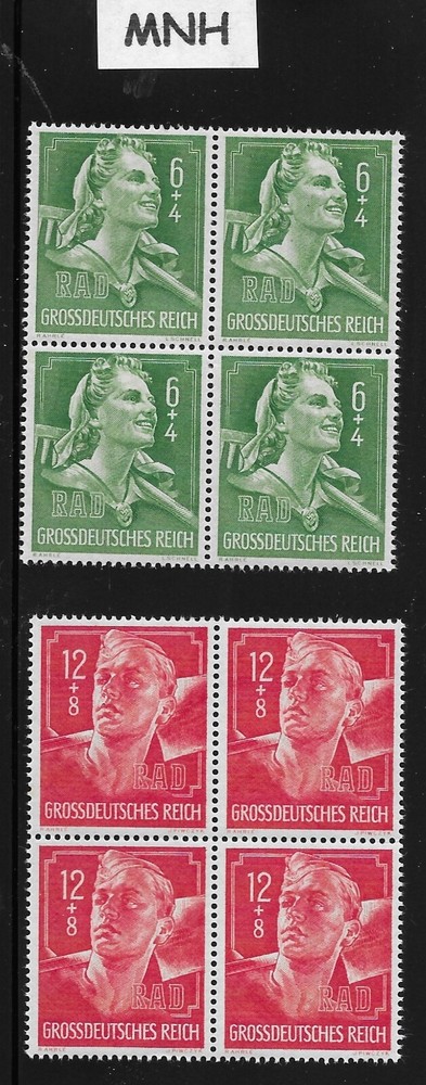 MNH stamp Block set Sc B281-282 / Hitler Youth / Germany / Third Reich / 1944