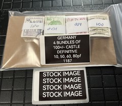 GERMANY 4 BUNDLES OF 100+/- CASTLE DEFINITIVE 10, 50, 60, 80pf 1187