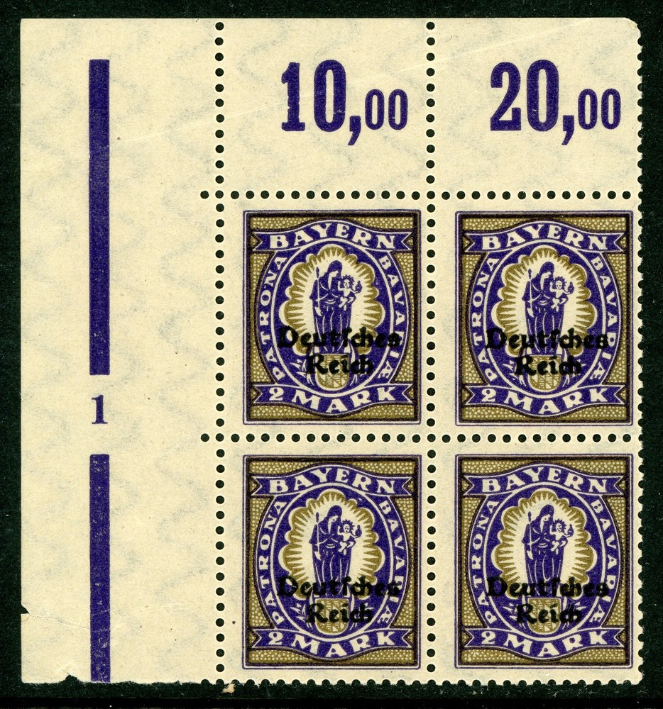 Germany States 1920 Bavaria 2 Mark Block Scott #269 MNH F494