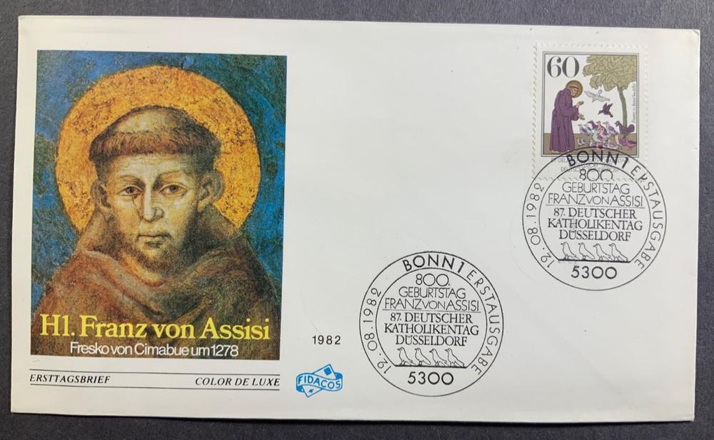 First Day Cover 800. Born Franz Von Assisi 87. German Catholics Day Düsseldorf.