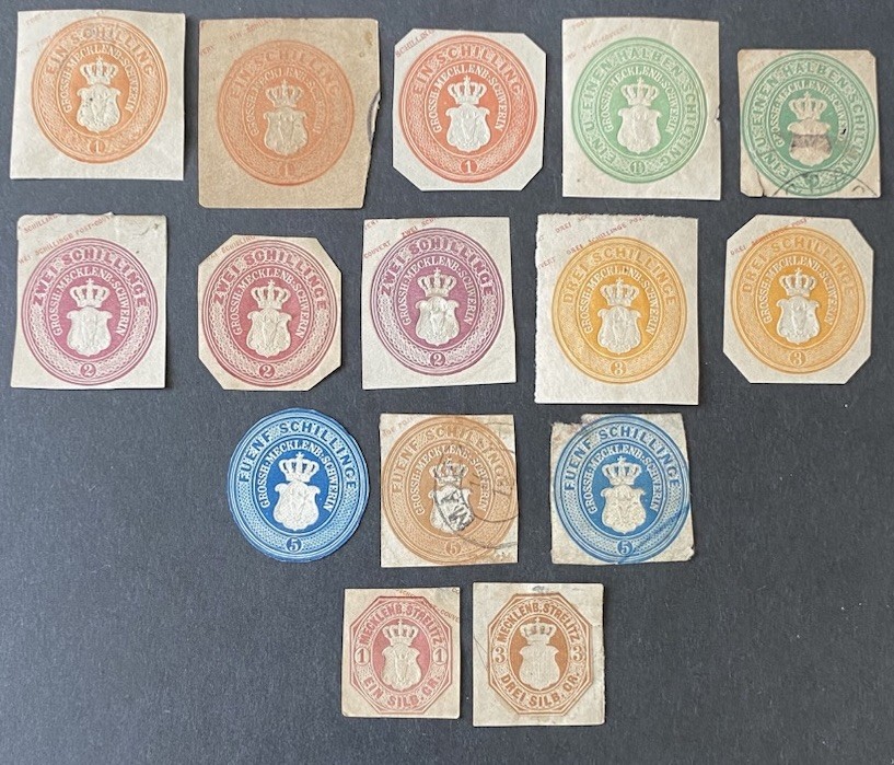 GERMANY MECKLENBURG-SCHWERIN STAMP WRAPPERS-ENVELOPES CUT CORNERS-MINT-USED (15)