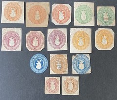 GERMANY MECKLENBURG-SCHWERIN STAMP WRAPPERS-ENVELOPES CUT CORNERS-MINT-USED (15)