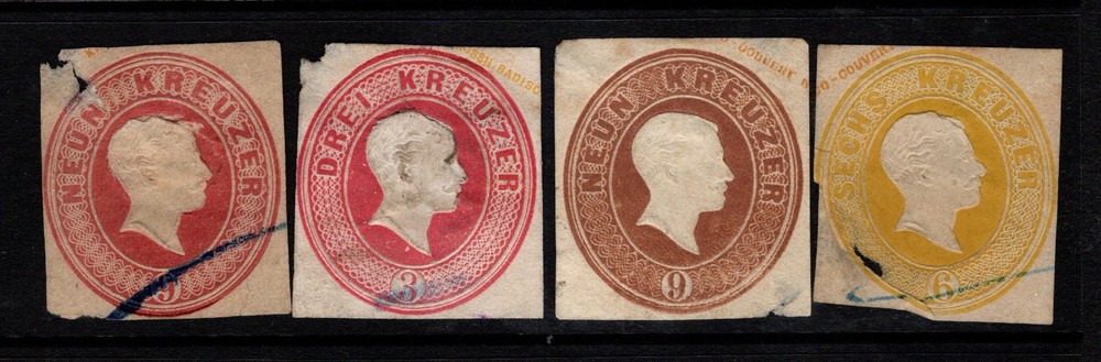 Baden 1850/60s 4 Cut Squares w/ Faults – S49853