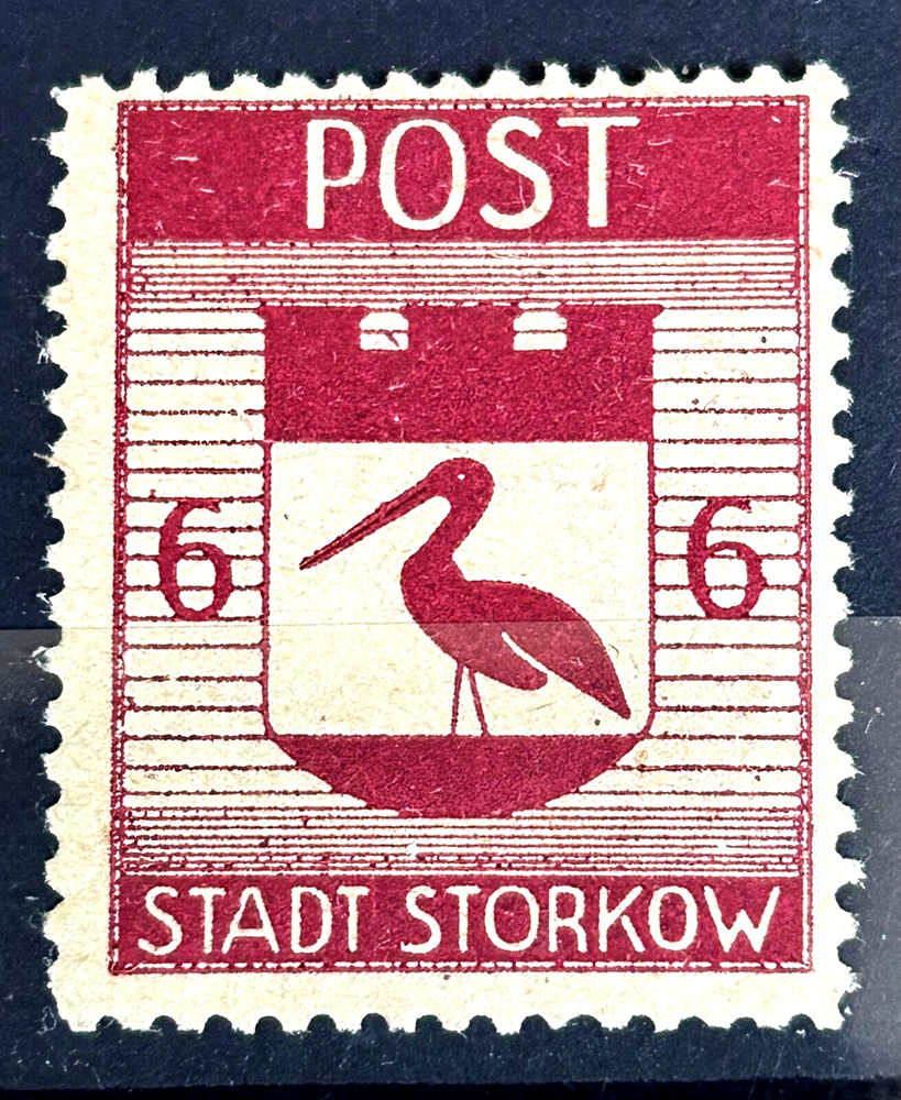 German Stamp 1946 Mi:DE-STO 12bA – Local Storkow 6 pf MH* /152