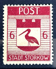 German Stamp 1946 Mi:DE-STO 12bA – Local Storkow 6 pf MH* /152