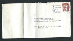 Germany – BRD : Long company cover from 1972 – Husum 1 – slogan cancel – used