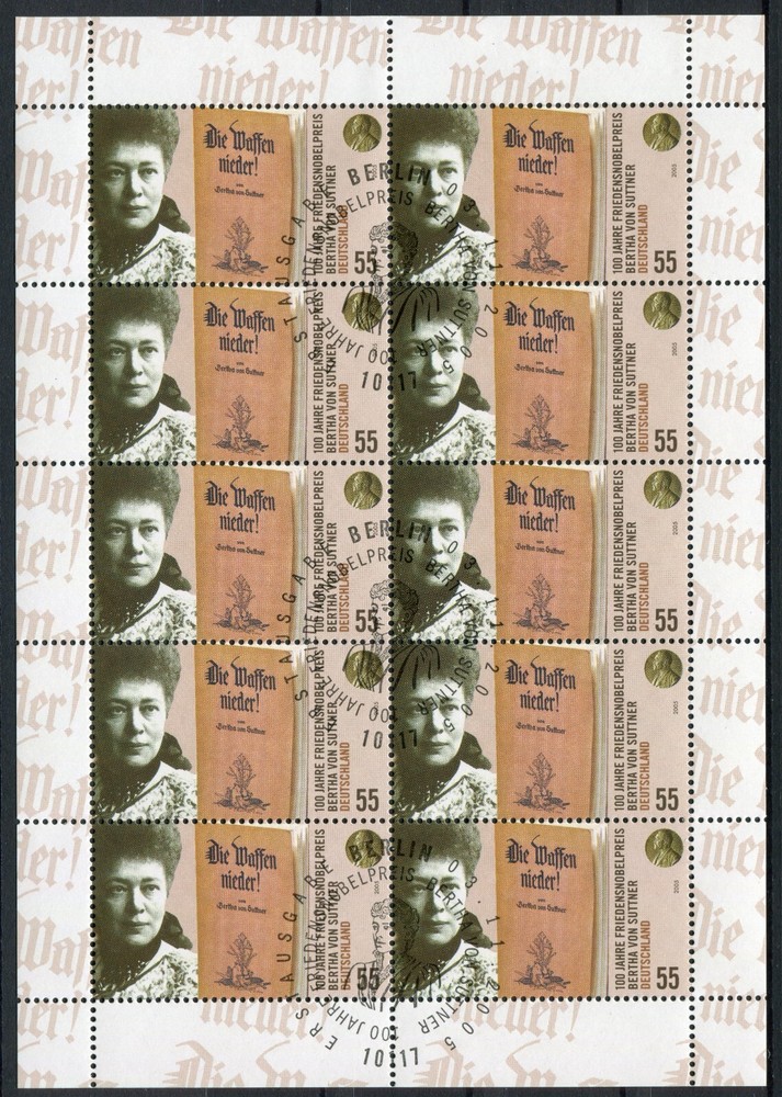 10 x Stamp Set No. 2495 Canceled ESST Bertha von Suttner BRD 2005