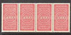 Germany 1920s 5,000m Revenue Strip of 4 MNH / Light Gum Crease – S61871