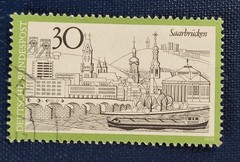 Vintage FRG Stamp (Mi No. DE 787), abstracted city view Saarbrücken