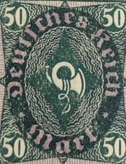 GERMANY ~ Deutrches Reich ~ Green Stamp 50 Mark ~ Posted ~ c.1922 ~ B192