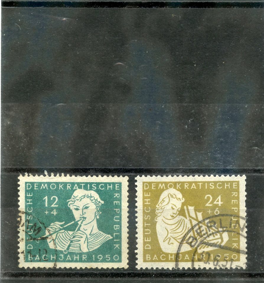 GERMANY(DDR) Sc B17-8(MI 256-7)F-VF USED 1950 12pf+4pf, 24pf+6pf SEMI-POSTAL $27