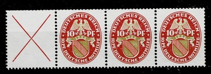 German Empire Se-tenant MiNr W 24.1 + 2 x 399 mint never hinged