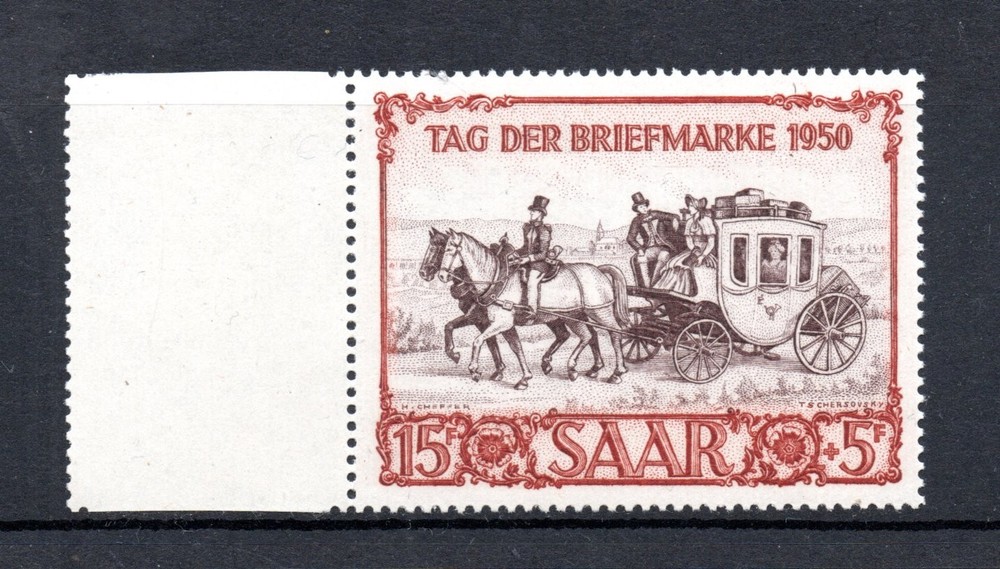 Saar (Germany) 1950 old Horse/day of the stamp (Michel 291) nice MNH