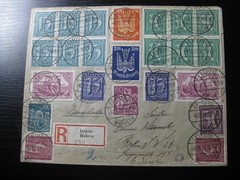 DEUTSCHES REICH 1922 nice Inflation stamps on registered cover w/ poster stamp!