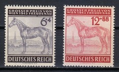 Germany 1943 MNH Mi 857-858 B244-B245 6pf Broken line below Freudenau / Error **