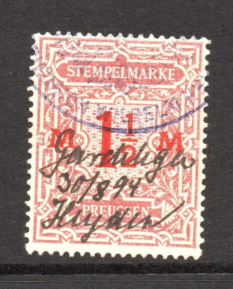 Prussia 1890s 1.5m Revenue Used – S60891