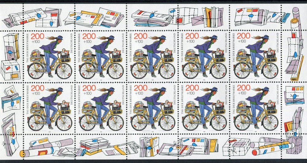 Postfrisch Stamp Day Issue Bund No. 1814 10 x, Germany Mini Sheet 1995 MNH 38€