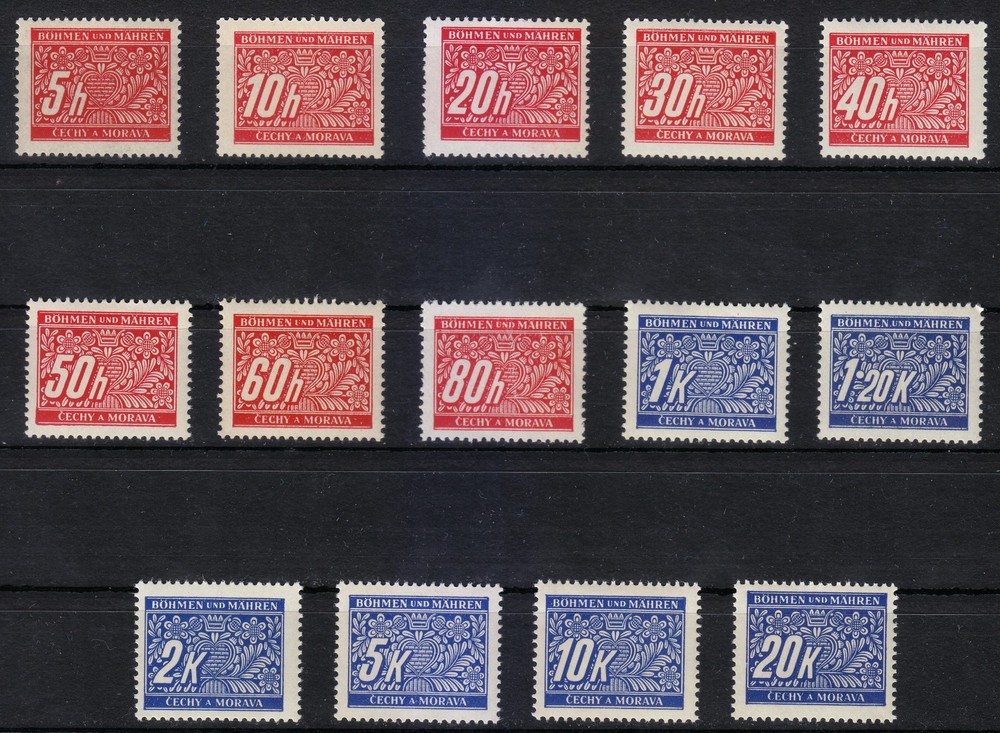 Bohemia & Moravia 1939/1940 MNH Mi 1-14 Sc J1-J14 Due Stamps – WW2 **