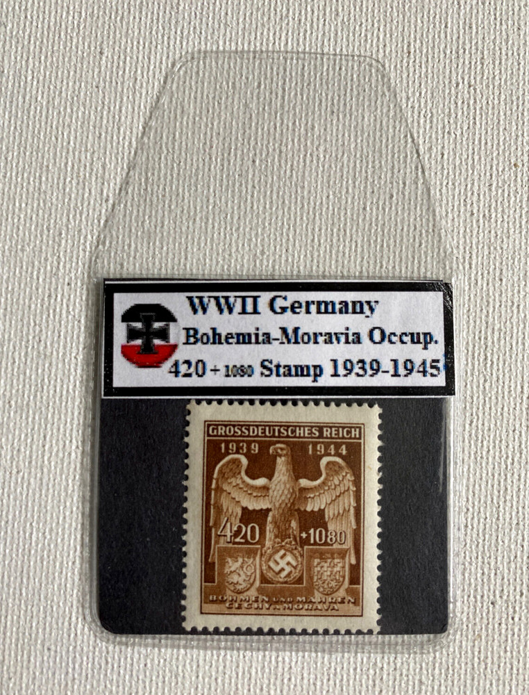 WWII Germany 420+1080 Golden Eagle Stamp – Bohemia & Moravia – MNH – Rare