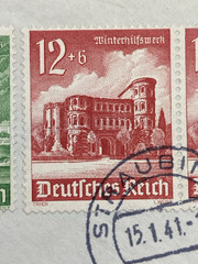 1941 GERMANY SEMI POST PAIR REGISTERED STRAUBING TO KITZINGEN