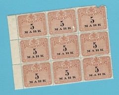 GERMANY BLOCK OF 9 REVENUE STAMPS MNH 1977