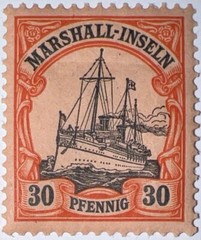 Travelstamps: GERMANY MARSHALL ISLANDS STAMPS Kaiser’s Yacht Mint OG H UNWMK 30p
