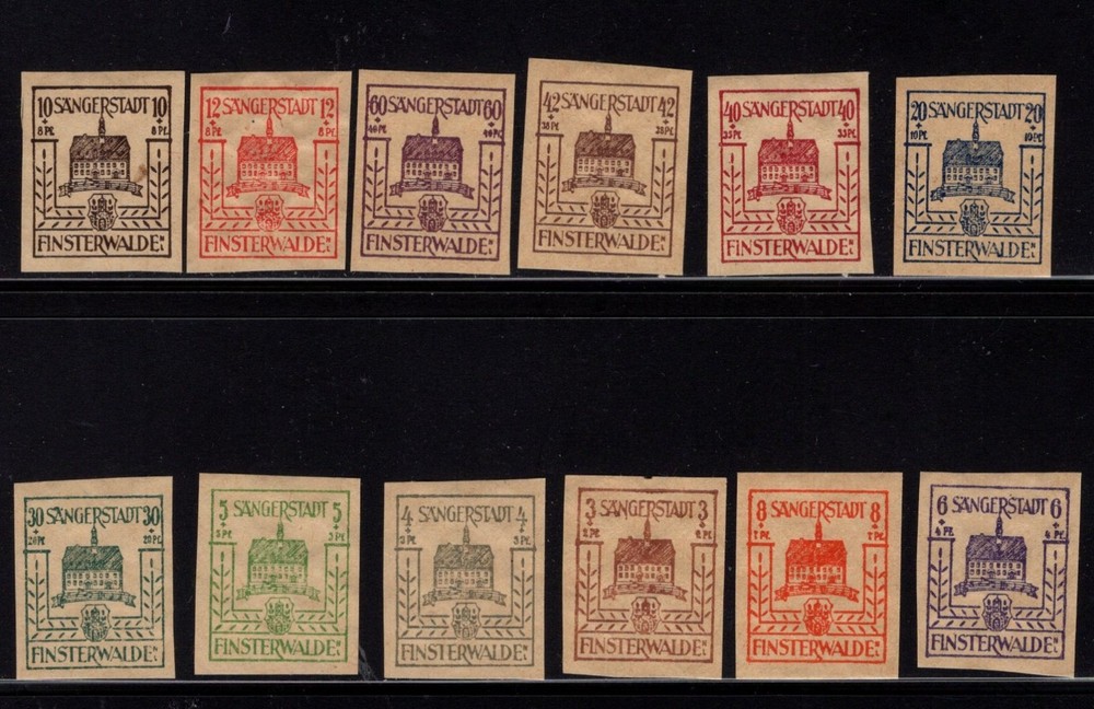 Finster Walde 1 – 12 – Local Stamp Singles. Set Of 12 MNH. OG. #02 FINST1s12b