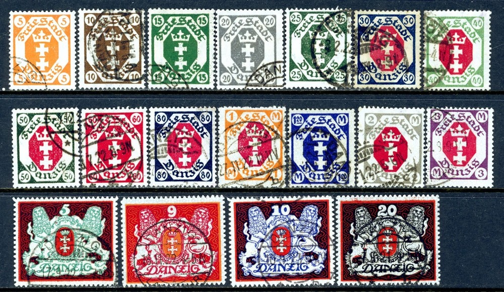 Stamps Danzig, Scott # 63-80 used, complete set