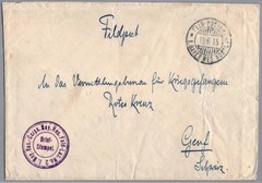 WWI German Feldpost 1915 Hospital to Red Cross Committee Geneva Switzerland /