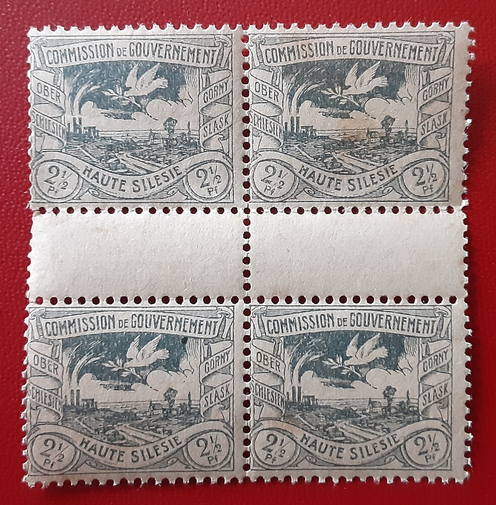 UPPER SILESIA German Plebiscite Territory 1920 2.50Pf MNH Gutter Block 4268