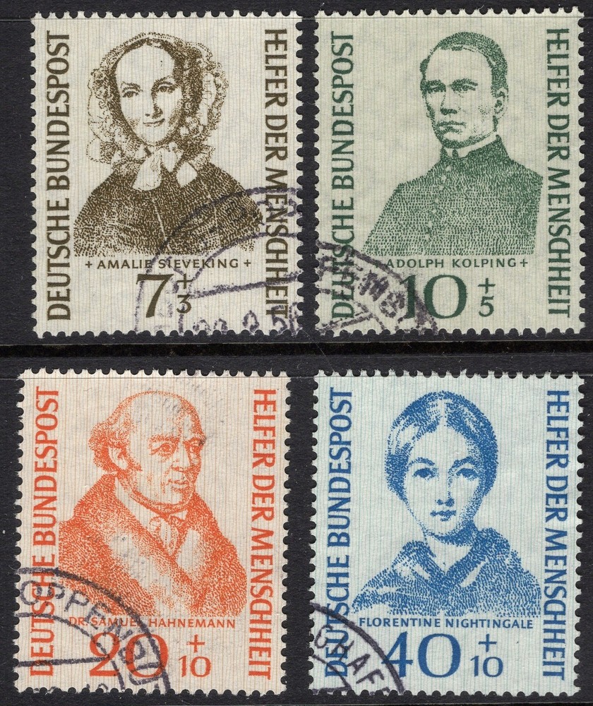 GERMANY 1955 SC. #B344-7 7PF+3PF TO 40PF+10PF PORTRAITS USED SET CAT $32.50