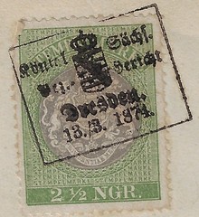 Dresden Germany 1874 Power of Attorney document w/ 2 ½ NGR revenue stamp (a8942
