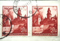 TWO STAMPS OF THE NAZI GERMANY (OCCUPIED POLAND – WARSAW 1941) WORLD WAR II