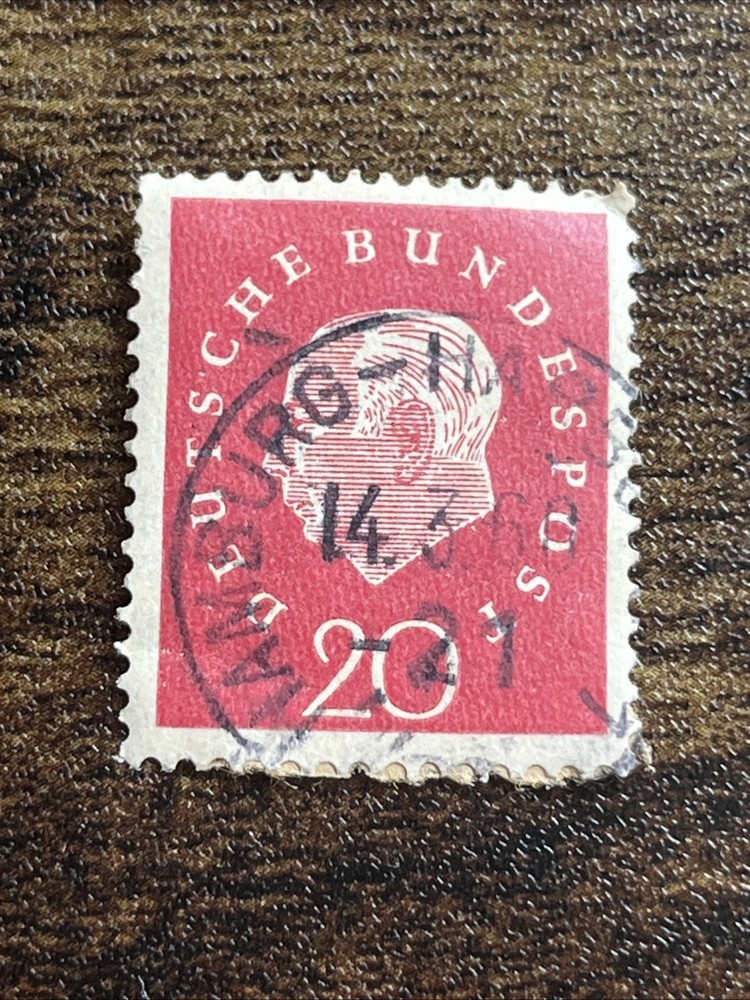 1959 Germany Heuss Deutsche Bundespost Stamp 20pf Used Actual Stamp TKS1134*