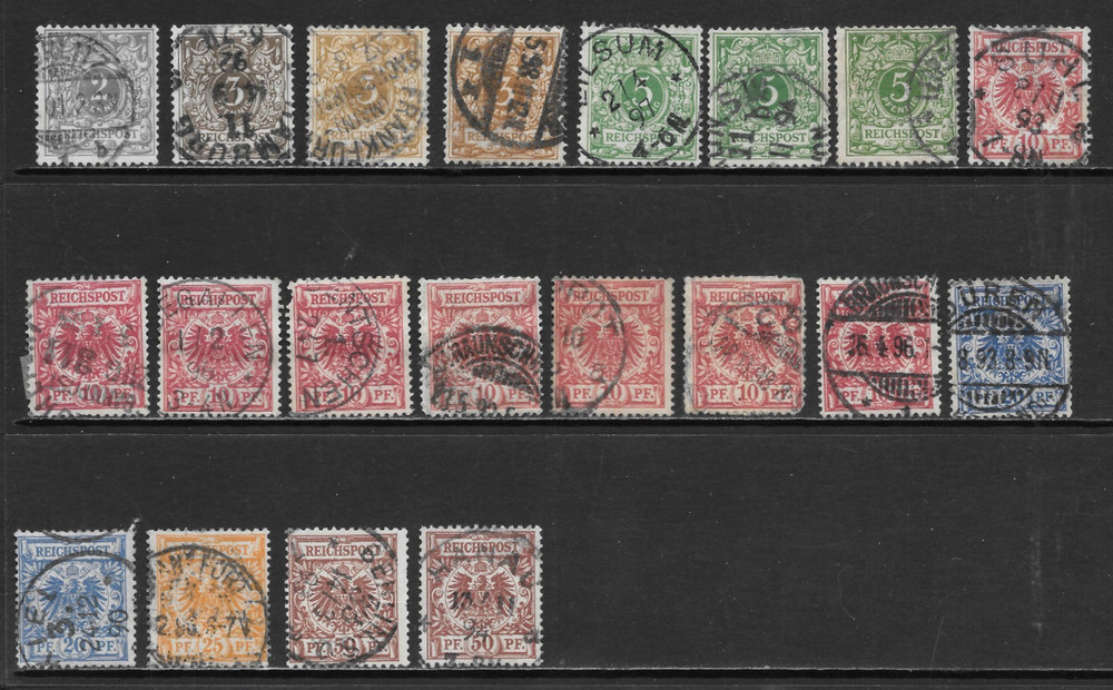 GERMANY SCOTT 45 – 51 USED 1889 to 1900 ISSUES