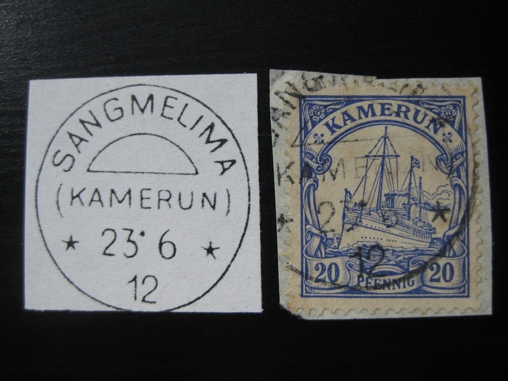 KAMERUN GERMAN COLONY Mi. #10 Kaiser Yacht stamp w/ Sangmelima cancel!
