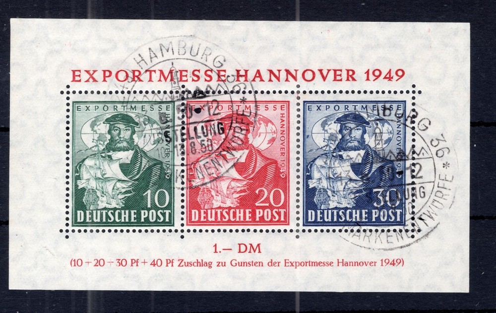 GERMANY AMERICAN BRITISH ZONE SCOTT 664a HANNOVER EXPORT SHEET SUPERB USED