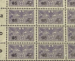 WWII German Revenue Dues Stamp Sheet MNH