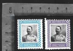 (AOP) Germany WWI WELTKRIEG 1914 poster stamps (2) WAR MIN. RITTER V KROBATIN MN