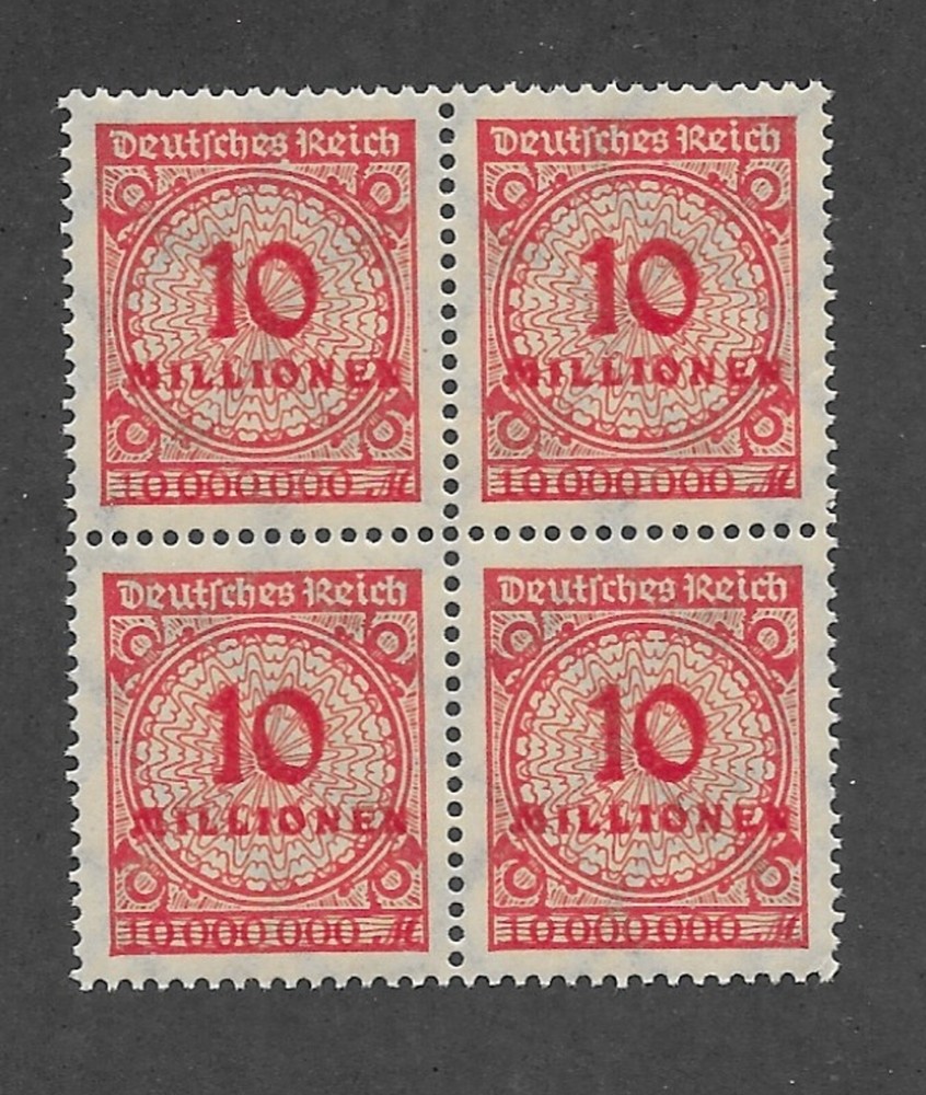 MNH stamp block Overprint 10 Million Scott #286 Weimar German Republic 1923