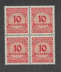 MNH stamp block Overprint 10 Million Scott #286 Weimar German Republic 1923