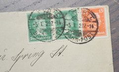 WW1 WWI Imperial German cover letter BAHNPOST Germany to America PA USA 1929